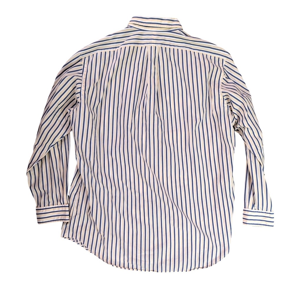 Vintage Ralph Lauren Yarmouth Shirt Men's Yellow Blue Striped Cotton Logo- XS - Picture 3 of 6